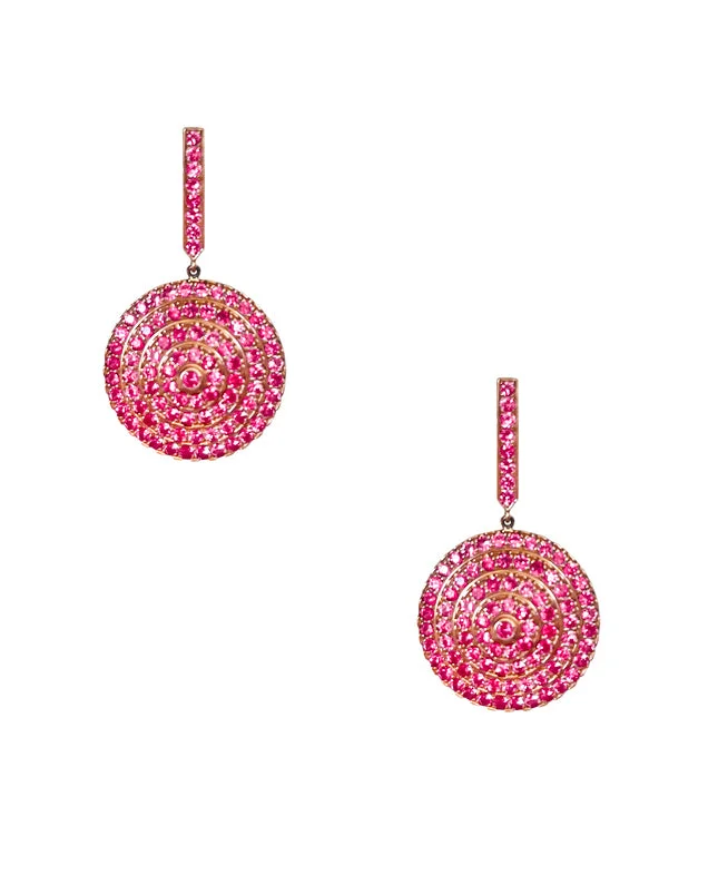 Bold Gold Earrings-Soleil Rose Gold Earrings with Pink Sapphire