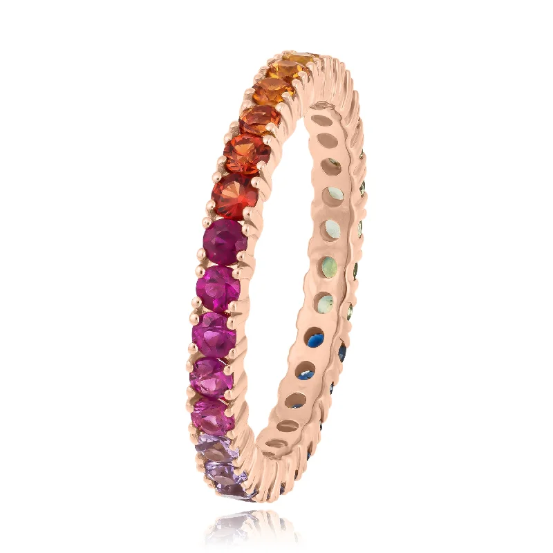 Artistic Diamond Rings-Fine Round Multi Colour Sapphires Eternity Ring