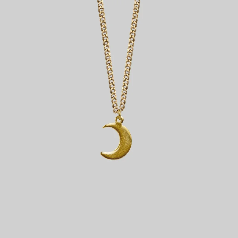 Men's Necklaces-AYSU. Mini Moon Crescent Necklace - Gold