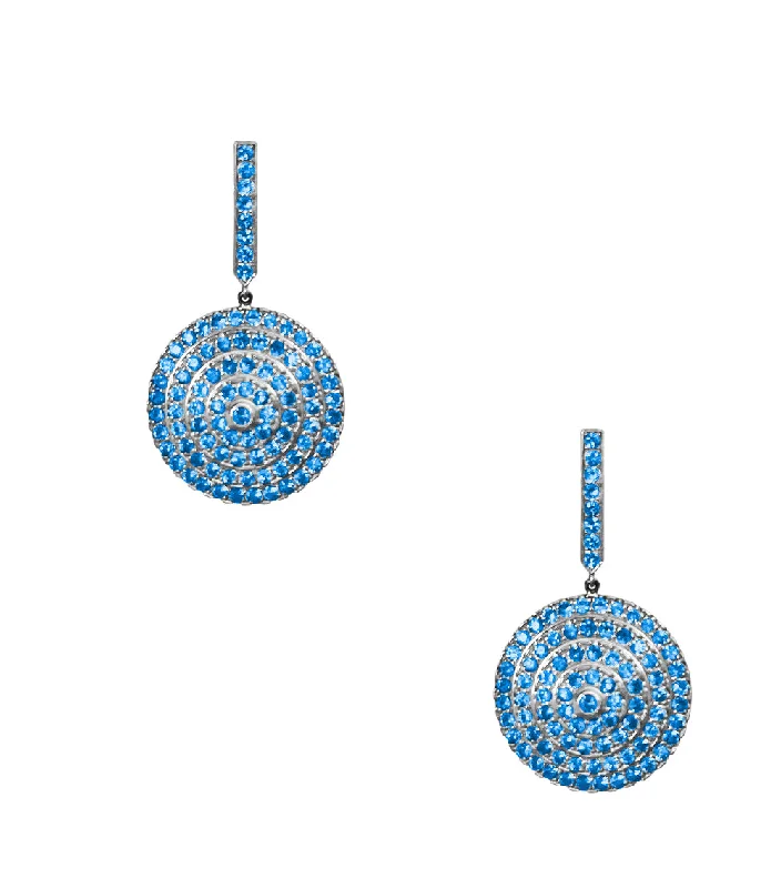 Dainty Crystal Drop Earrings-Soleil Silver Earrings with Blue Sapphire