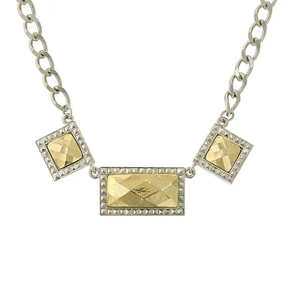 Layered Chain Necklaces-1928 Jewelry Fusion Lux Chevron Collar Necklace 16" + 3" Extender