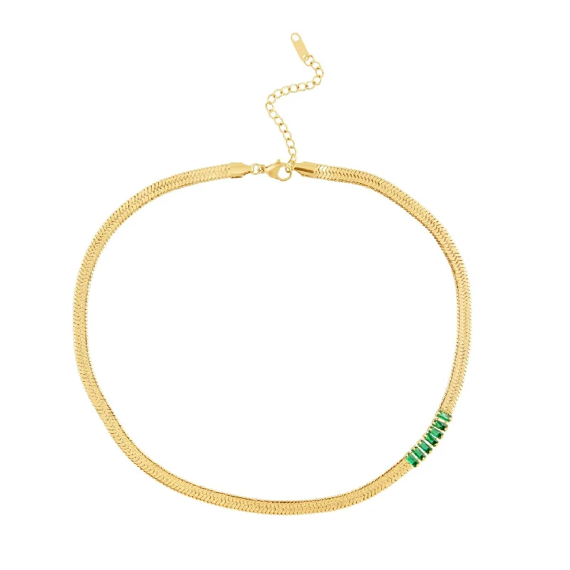 Fine Gold Necklaces-Parker Emerald Snake Chain