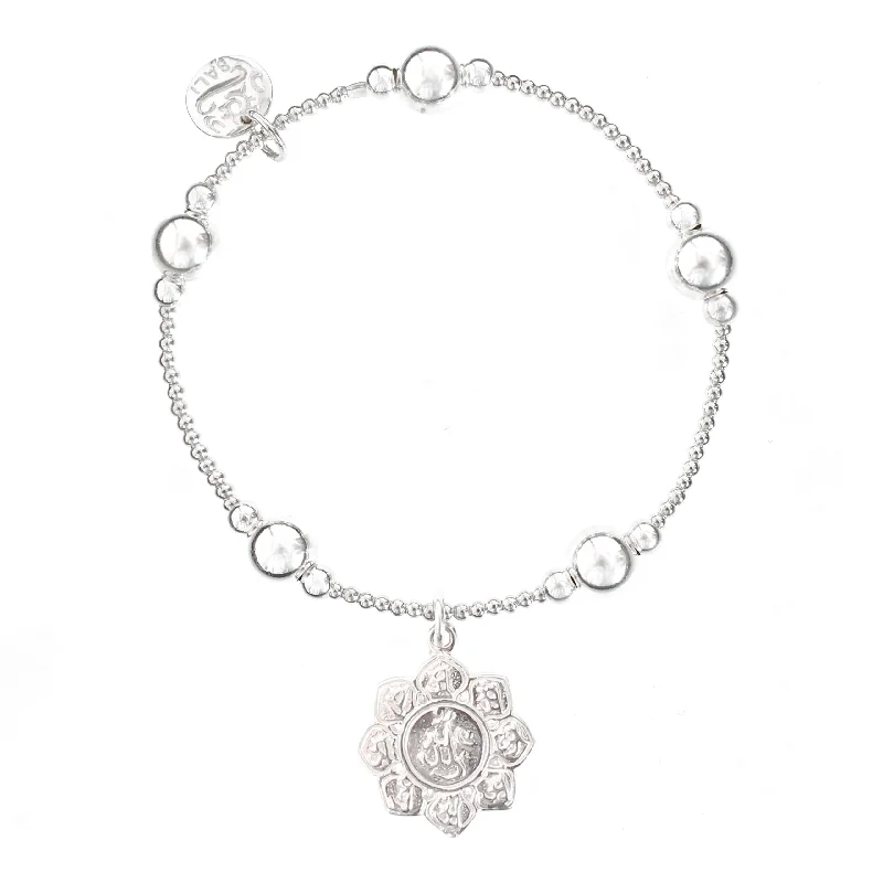 Adjustable Bracelets with Personalized Charms-Lotus Flower Bali Ball Bracelet