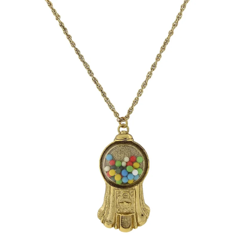 Simple Gold Necklaces-1928 Jewelry Multi-Color Gumball Machine Pendant Necklace 30"