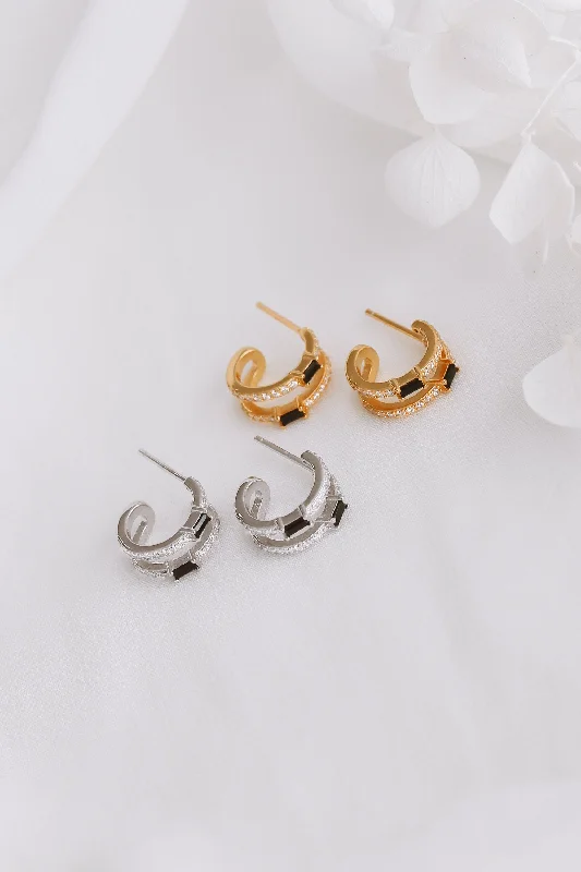 Silver Designer Earrings-Zariah - Gold Plated Sterling Silver Hoops