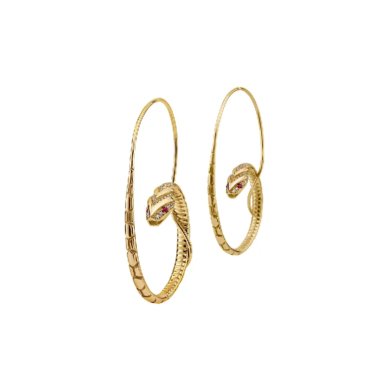 Simple Crystal Hoop Earrings-The Snake Hoop Earrings