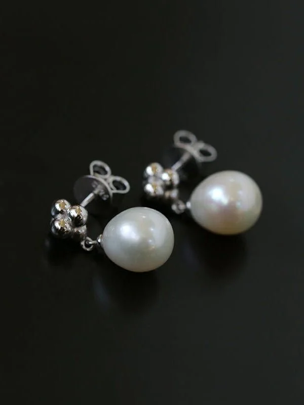 Colorful Gemstone Earrings-Elegant Sterling Silver Pearl Earrings