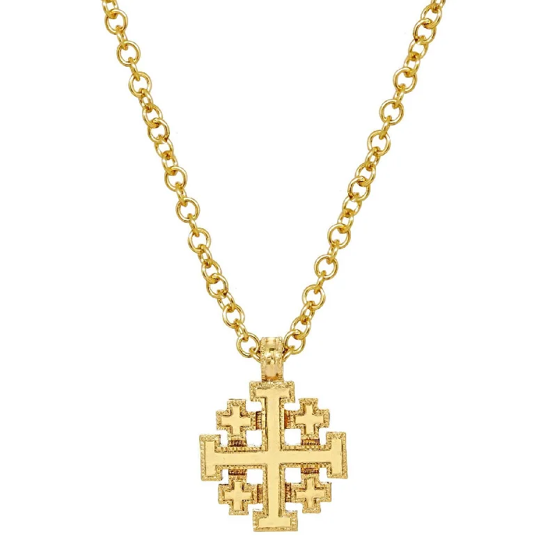 Animal Necklaces-Symbols Of Faith Gold Jerusalem Cross Pendant Necklace 18"