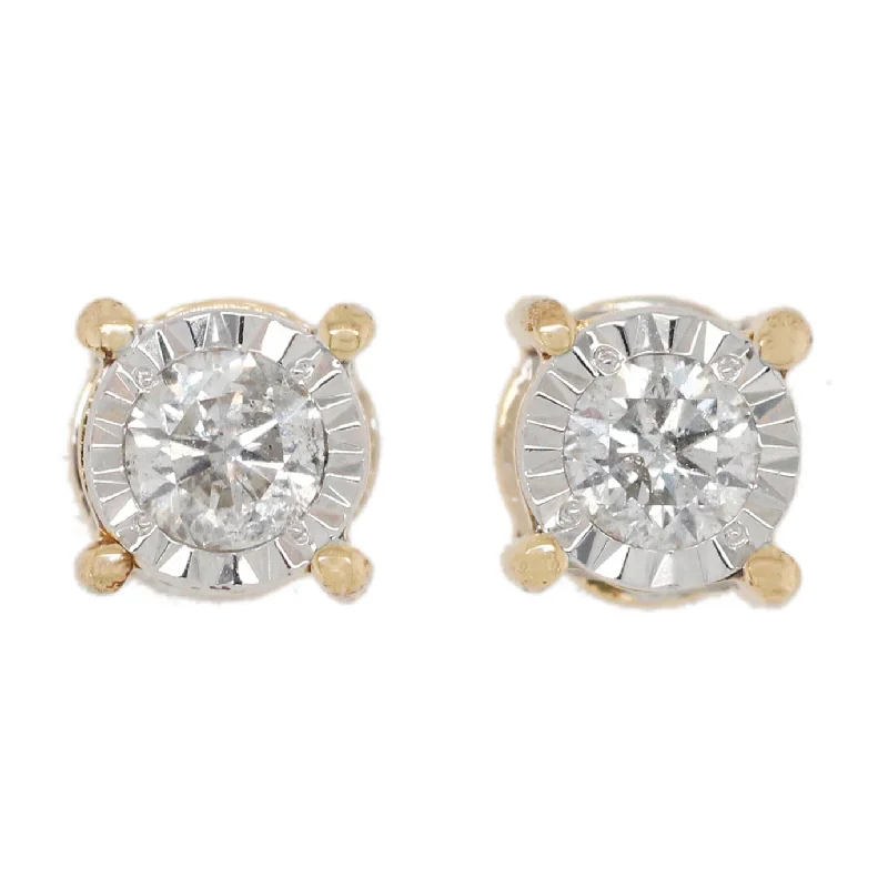 Luxury Crystal Earrings-Vintage Illusion-Set 0.30ctw Diamond Stud Earrings - 14k Yellow Gold