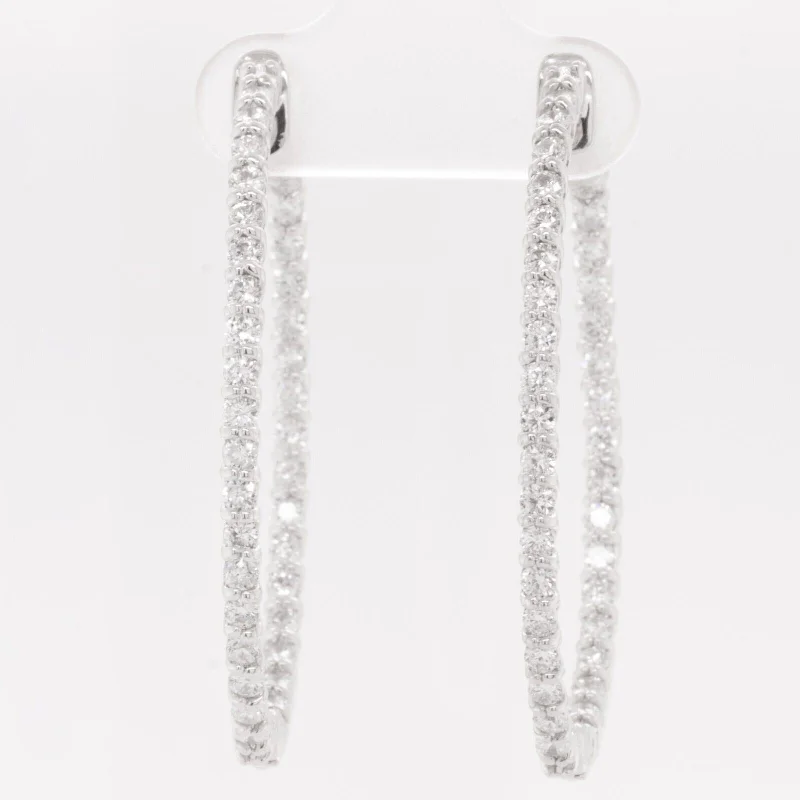 Colorful Pearl Drop Earrings-14k White Gold Diamond In & Out Oval Hoop Earrings 8g 2.40ctw G VS2-SI1