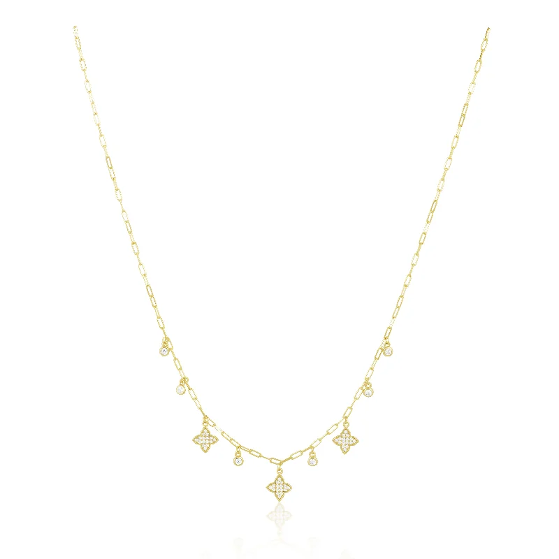 Pearls And Gold Necklaces-Amanda CZ Necklace