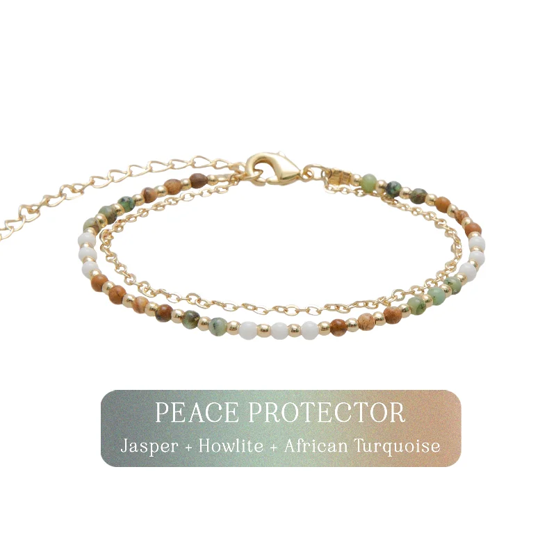 Personalized Men’s Beaded Bracelets-Peace Protector 2mm Layered Healing Bracelet