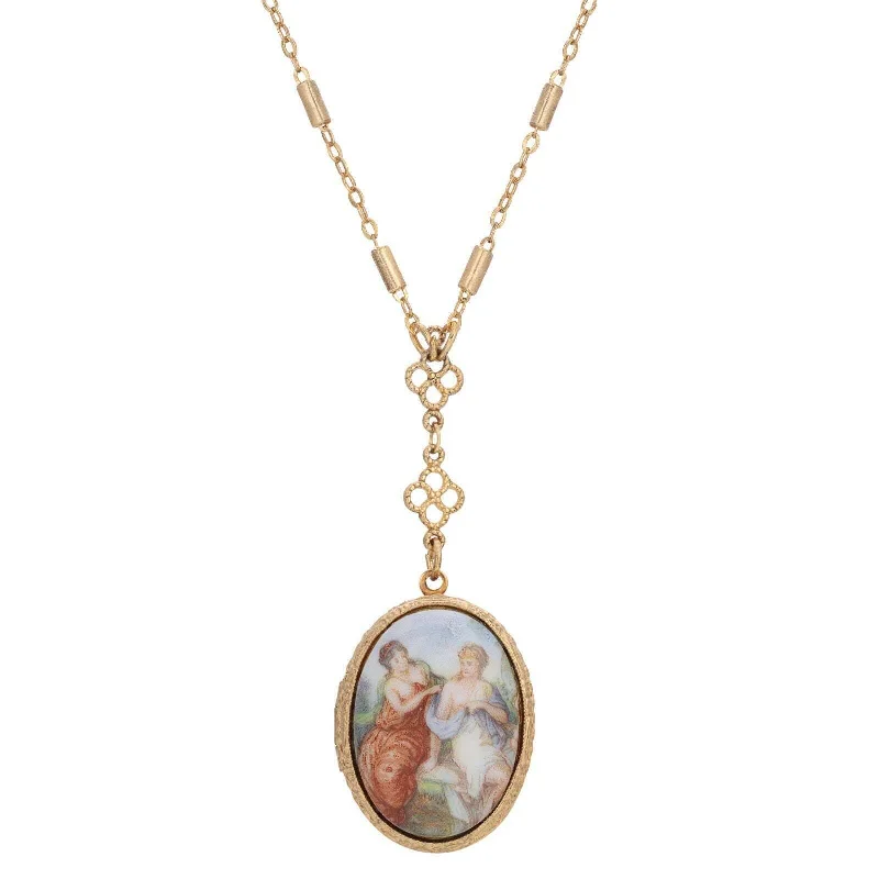 Jewelry Necklaces-1928 Jewelry Pre-Raphaelite Art Inspired Locket Necklace 28"