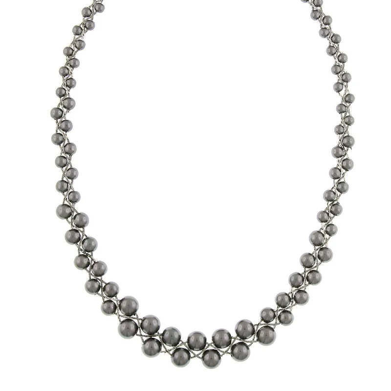 Choker Necklaces-1928 Jewelry Round Intertwined Tahitian Grey Faux Pearl Strand Necklace 18" + 3" Extender