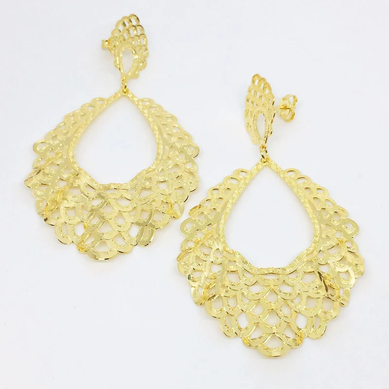 Custom Drop Earrings-Draped Spanish Abanico