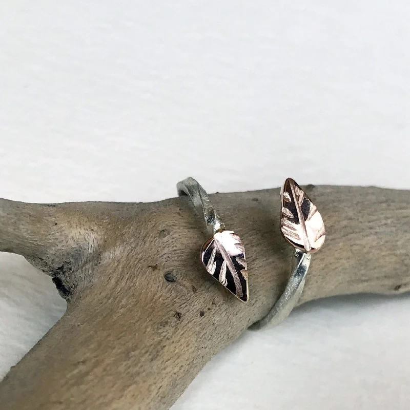 Couples Rings Sets-Rose Gold Elven Leaf Ring