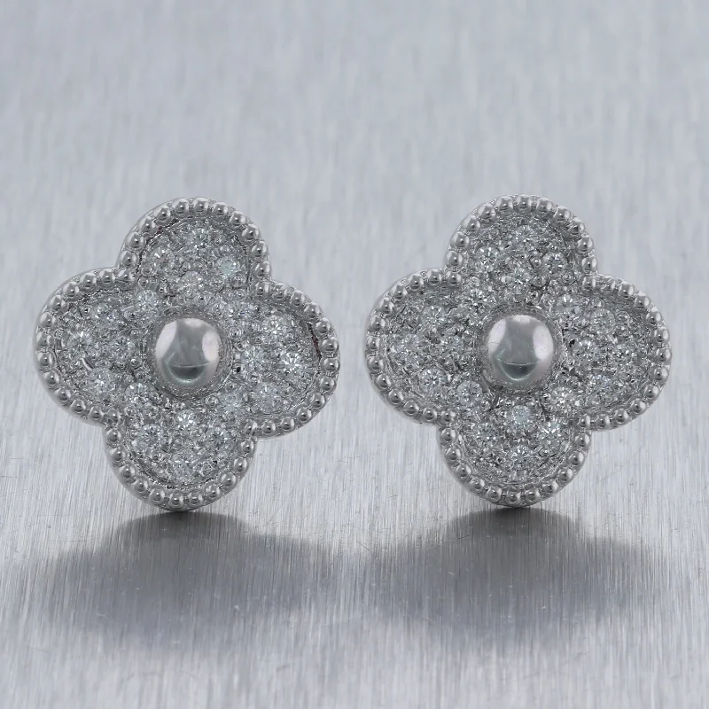 Elegant Crystal Stud Earrings-Modern 18k White Gold 2ctw Diamond Flower Clip-On Earrings