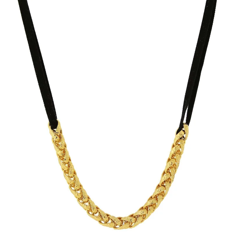 Crystal Choker Necklaces-1928 Jewelry Classic Gold Chain Black Choker Necklace 16" + 3" Extender