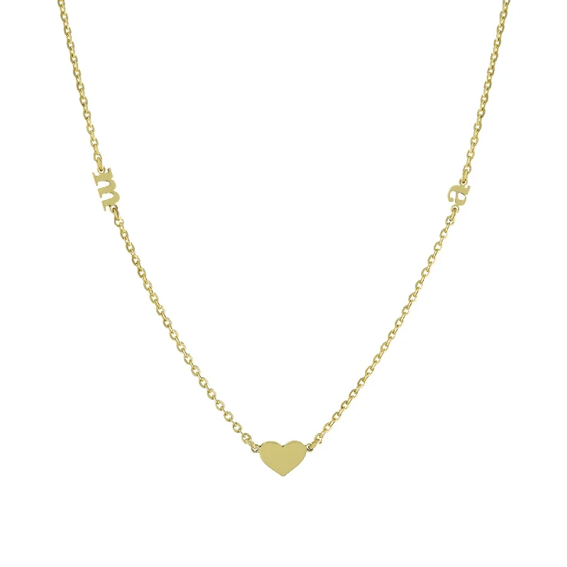 Retro Necklaces-Double Initial Heart Necklace