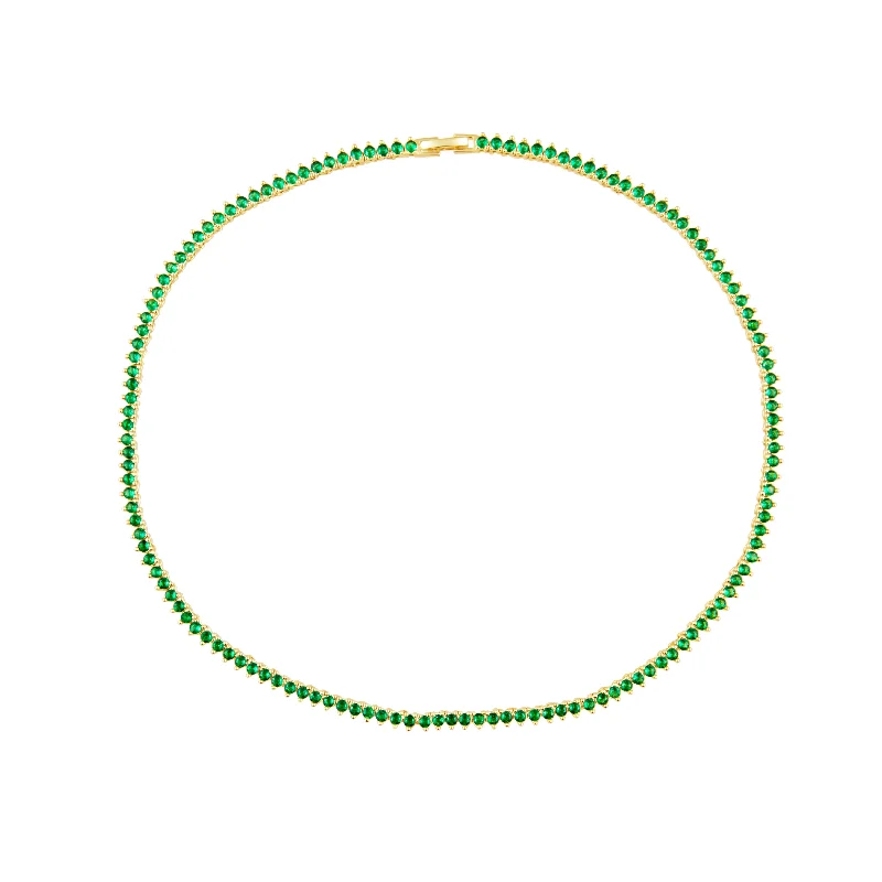 Natural Stone Necklaces-Melinda Tennis Necklace - Emerald