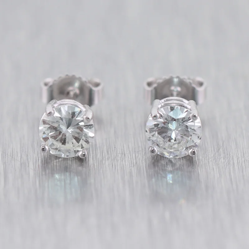 Gold Gemstone Stud Earrings-14k White Gold 1.20ctw Diamond Stud Earrings