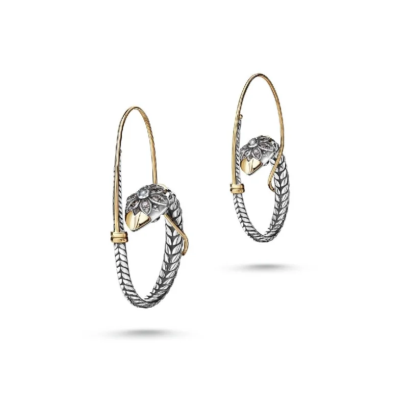 Fancy Drop Earrings-Floral Snake Hoop Earrings