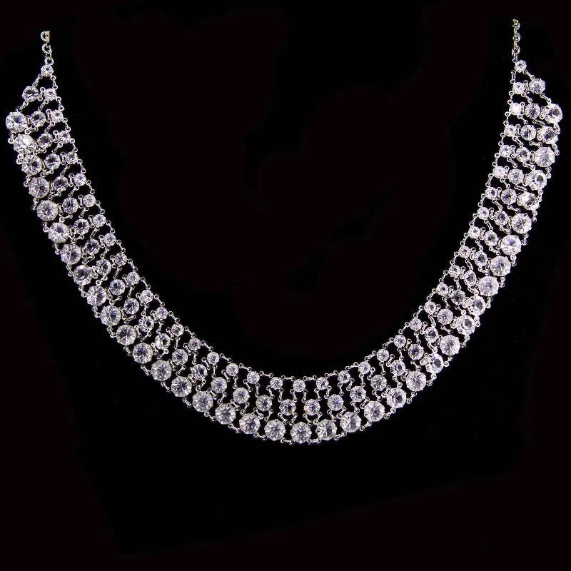 Elegant Pendant Necklaces-1928 Jewelry Round 3 Row Vintage Austrian Crystal Necklace 16" + 3" Extender