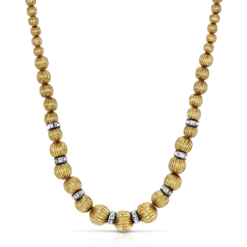 One-Of-A-Kind Necklaces-1928 Jewelry Gold Graduated Corrugated Beaded Necklace 16" + 3" Extender