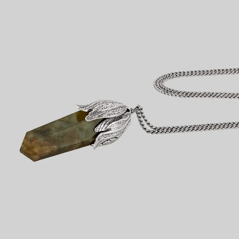 Boho Chic Necklaces-DEATH BLOOM. Labradorite Pendant Necklace