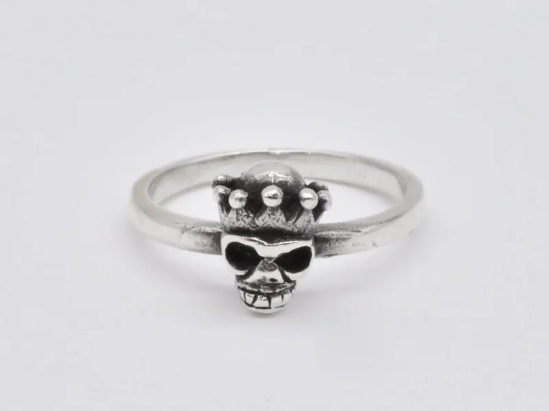 Luxury Promise Rings-Silver Skull Ring - Skull Crown Ring, Gothic Skull Ring