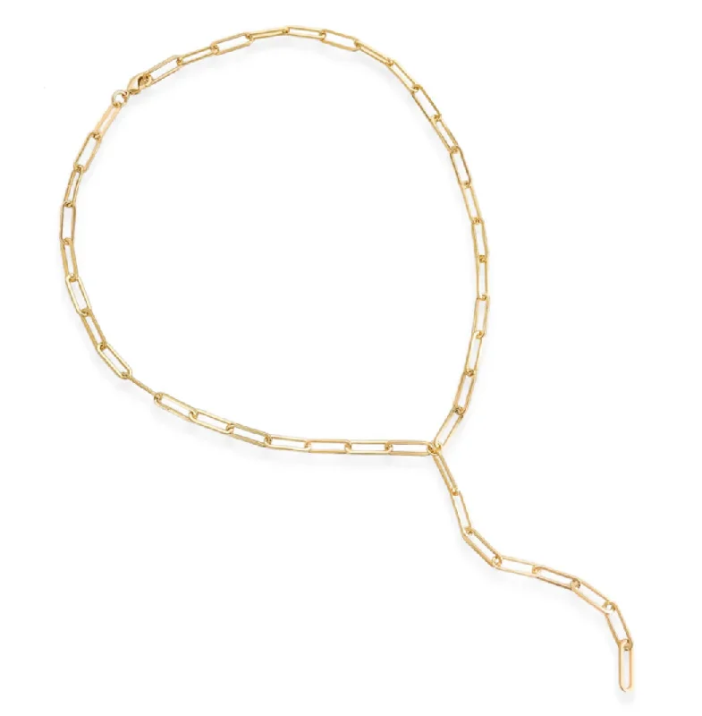 Trendy Choker Necklaces-Paperclip Lariat Necklace